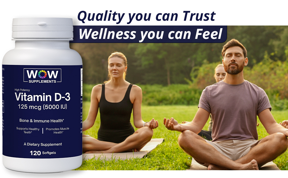 Vitamina D3 5000 UI Cápsulas blandas 125 mcg Suplemento Huesos Fuertes Apoyo Inmunológico Sin OMG Sin Gluten