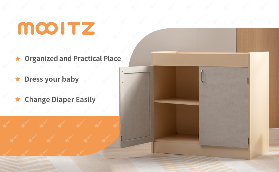 Changing Table for Baby with 2 Doors, Modern Baby Changing