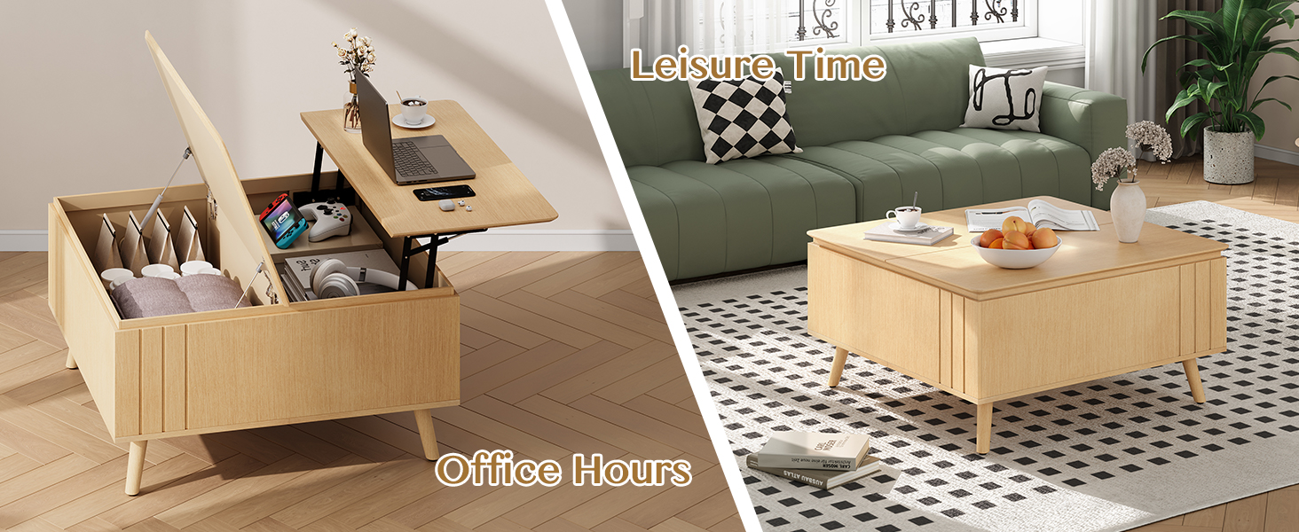 JOINICE,Lift Top Coffee Table with Storage,Mid Century