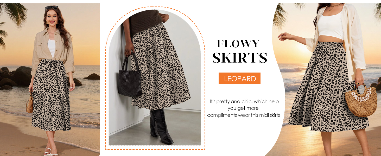 Anbech Leopard Skirts for Women Trendy