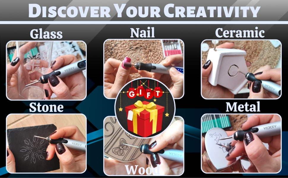 VEXXEV Engraving Pen Kit Electric USB Rechargeable Micro Engraver Cordless Carve Tool for Etching Carving Customizing DIY Art and Crafts on Wood Metal Glass Jewelry Nails Ceramic Stone Plastic Egg 14 glass metal wood carving tools etching kit glass customiser engraving stone art engraver grinder pen