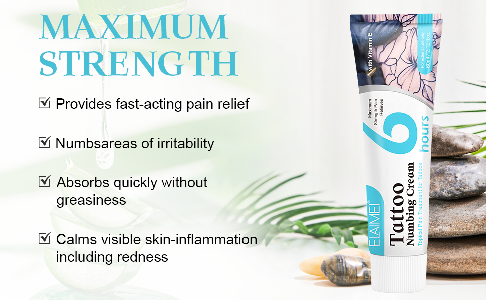 AL'IVER Tattoo Numbing Cream, Tattoo Cream Before Tattoo, 68 Hours Maximum Strength