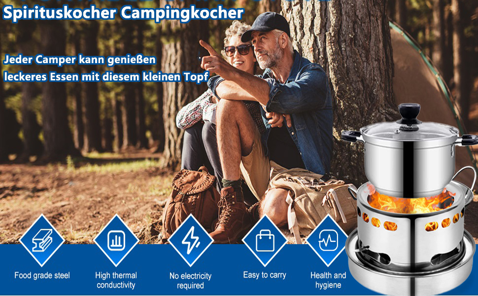Amazon.de: 16CM Spirituskocher, Aus Edelstahl Campingkocher Set, Leicht ...