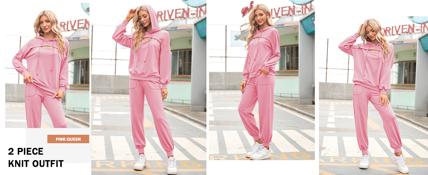 Pink Queen Womens 2 Piece Sweatsuit Outfits