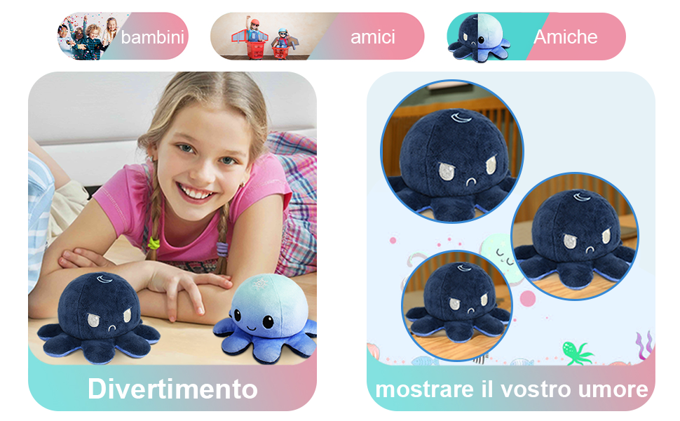 peluche polpo reversibile polpo peluche