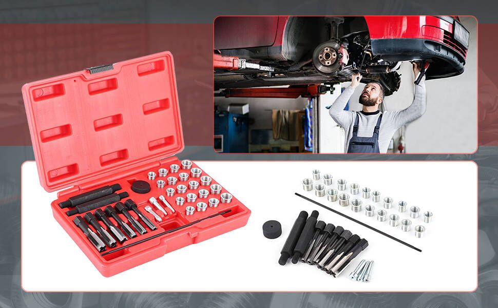 33PCS Glow Plug Thread Repair Kit, Thread Repair Tool