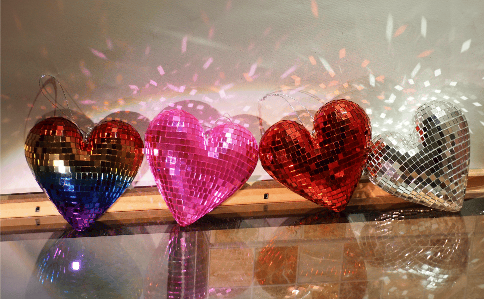 Yeehlmer Disco Ball Heart Shaped Rainbow Disco Hanging