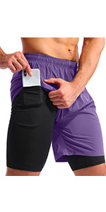 mens 2 in 1 running shorts 7 inch