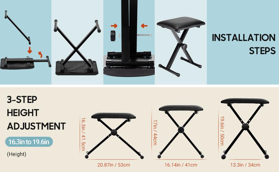 CAHAYA Keyboard Bench XStyle Height Adjustable 16.319.6in