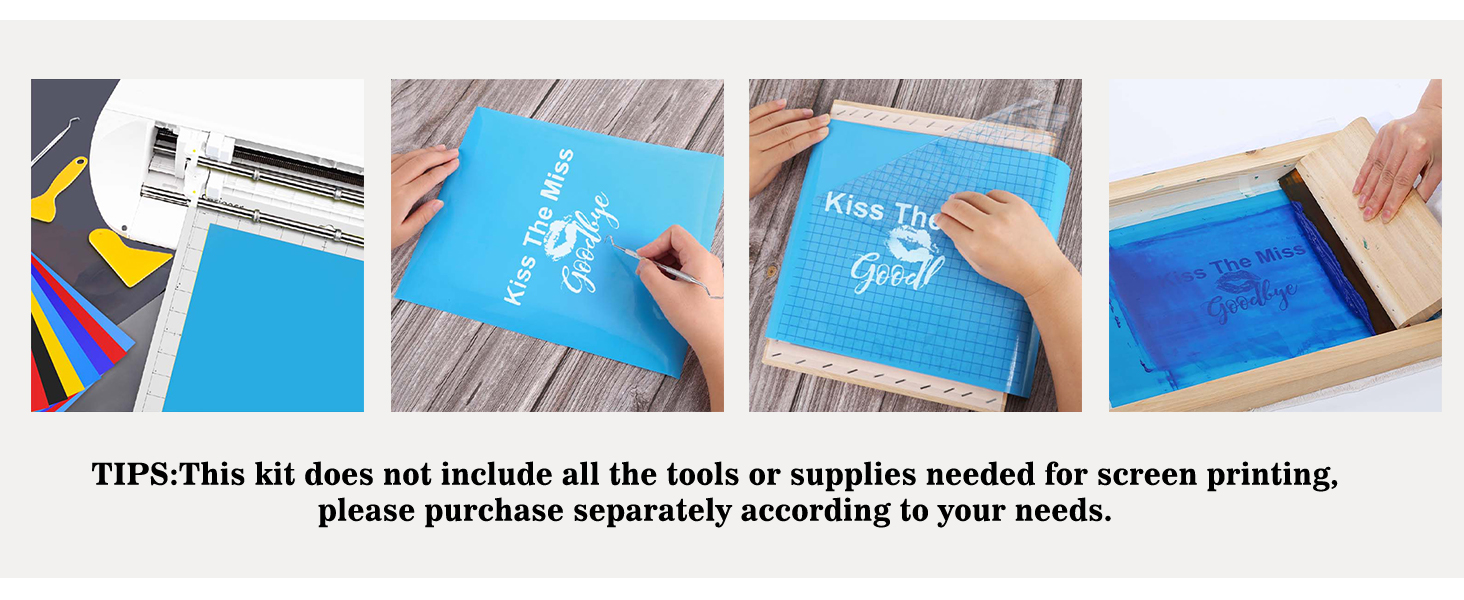 Aoibrloy Screen Printing Kit Includes 3 Size Wood Silk