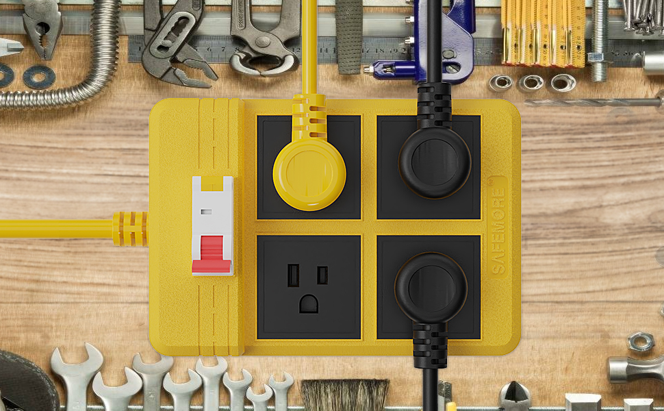 Heavy Duty Extension Cord 16.4 FT, SAFEMORE GFCI Surge