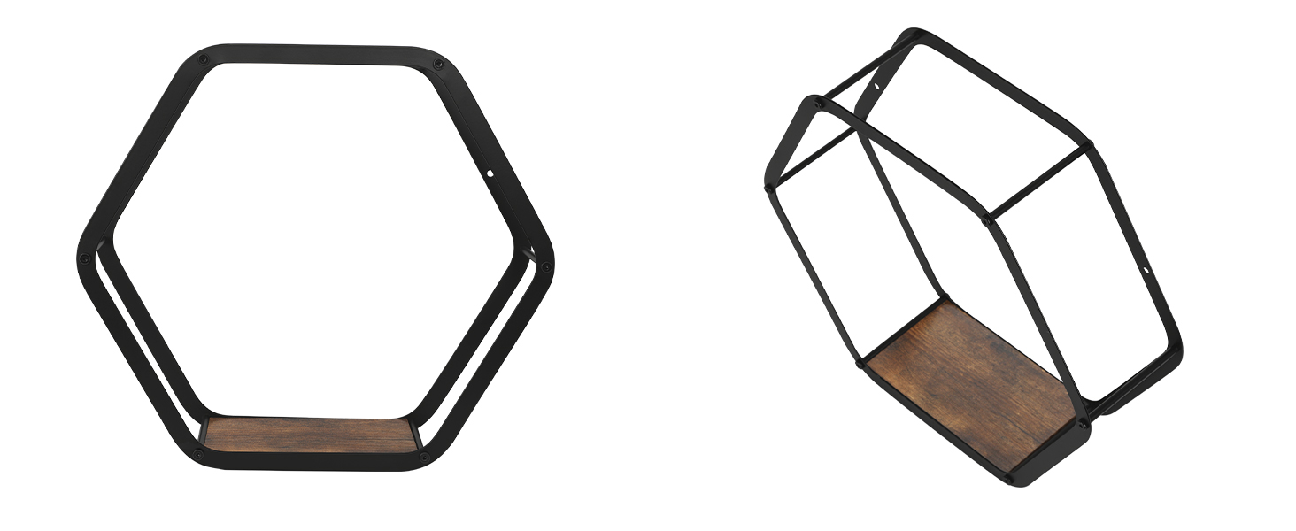 Hexagon Floating Shelves Black Metal Hexagon Shelves Modern Rustic