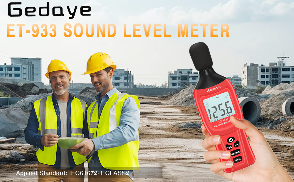 Decibel Meter, Gedaye ET933 Sound Level Meter, Range 30