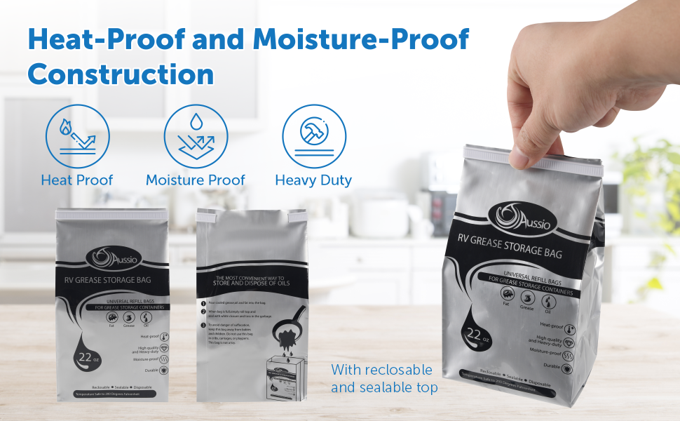 Aussio (15 Pack) Disposable Grease Storage Bags for Cooking