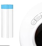 Cylindrical water bottle with a white body and light blue cap. Simple, minimalist design with a smooth surface. Partial view of a white, curved object in the background.