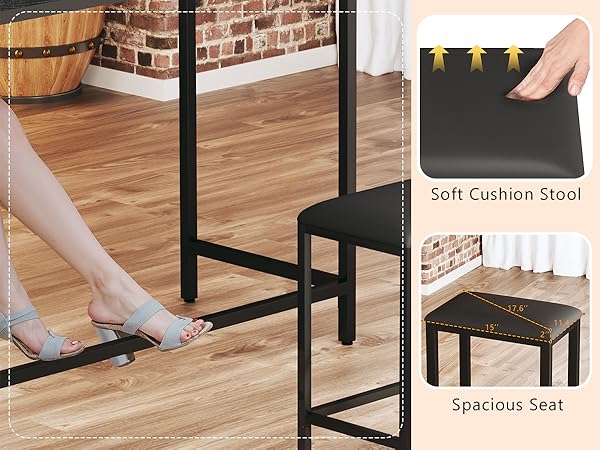Amazon.com - HUAHUU Bar Table and Chairs Set for 2-4, 63