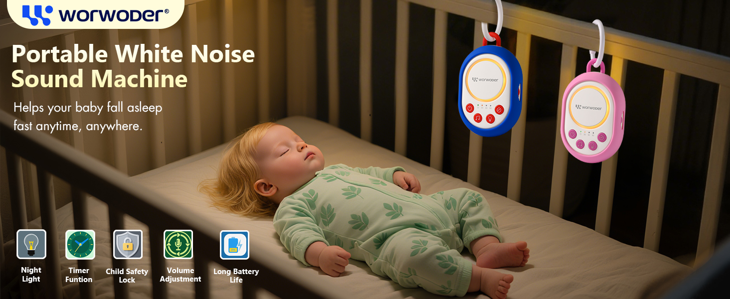 White Noise Machine - Portable Sound Machine for Baby Adult, Features Powerful Battery