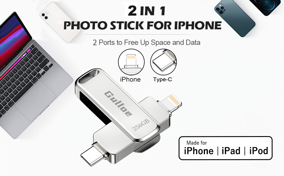 Gulloe 256GB Photo Stick for iPhone Flash Drive Photo