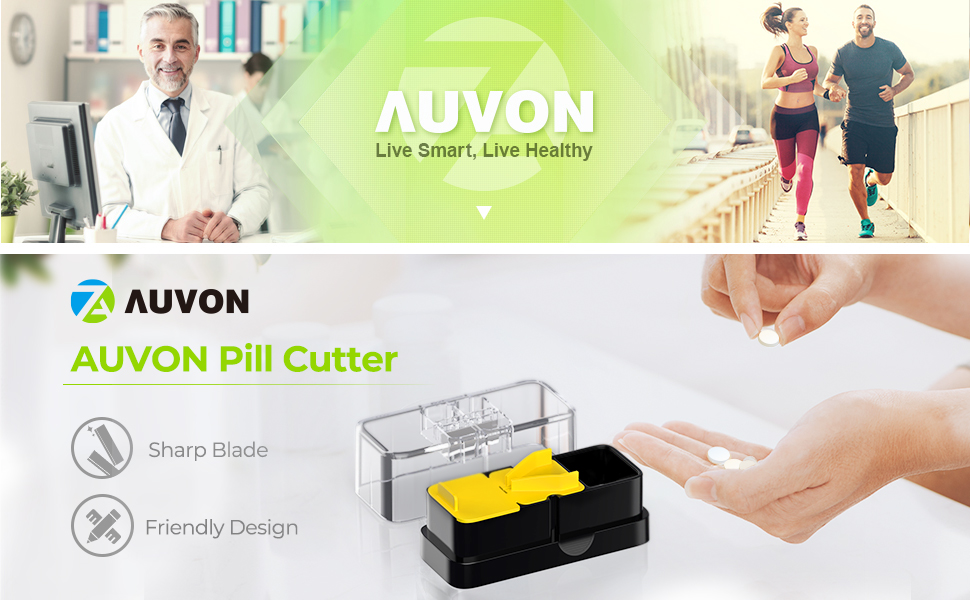 AUVON Pill Cutter, Cutting & Storage in One Pill Splitter for Travel