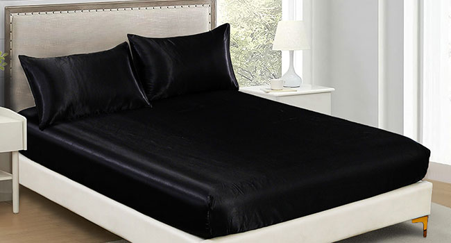 Black Satin Silk 6 PCS Duvet Cover