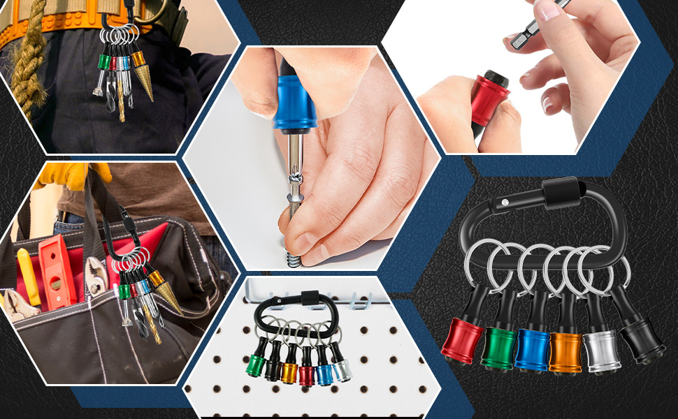 18Pcs Bit Holder Keychain 1/4 Inch Hex Shank Screwdriver Bits Holder