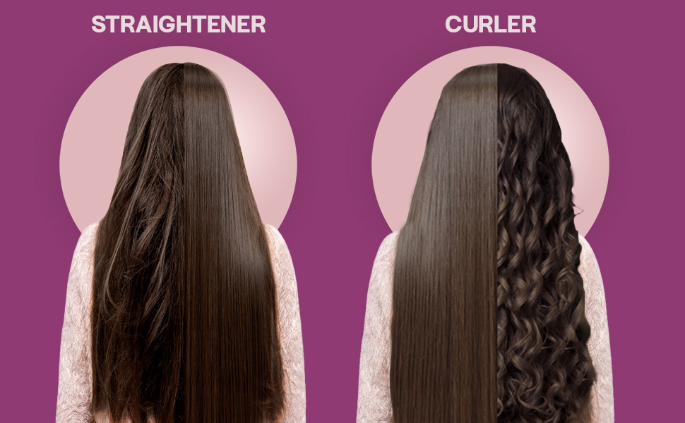 SYSKA 2IN1 Hair Straightener, Curler for women, Single Switch between