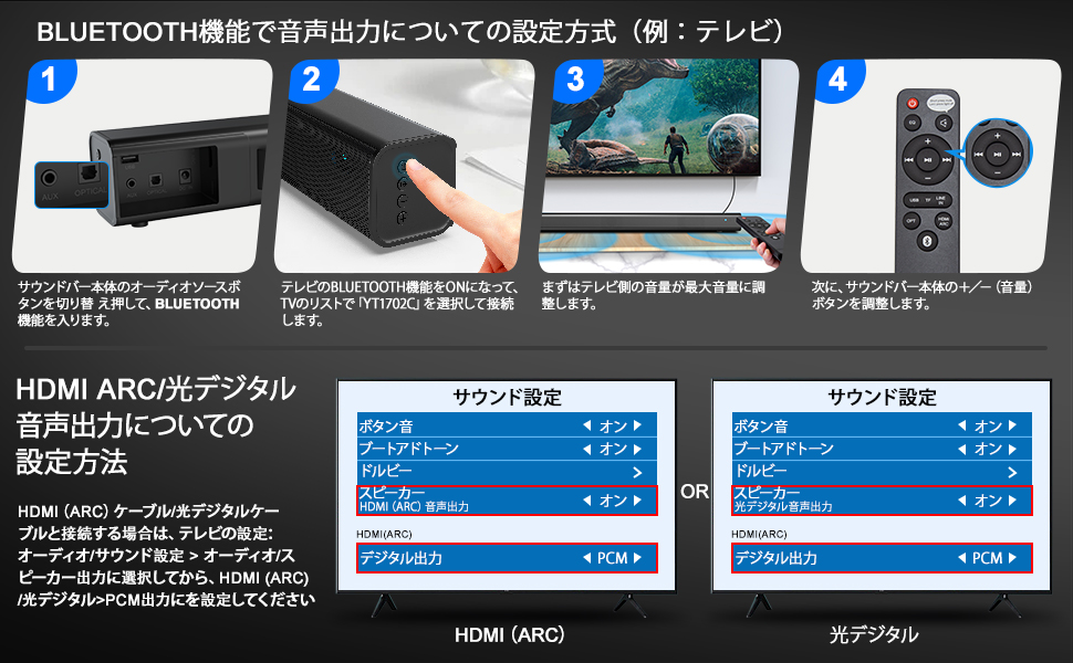 Amazon.co.jp: サウンドバー テレビ用 スピーカー 100W HDMI ARC