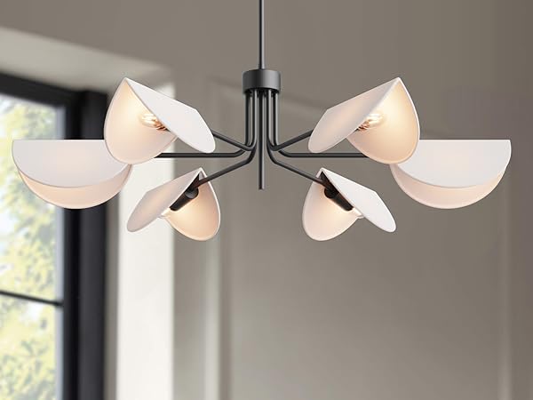 SEOL-Light 6-Light Fold White Linen Blossom Shades