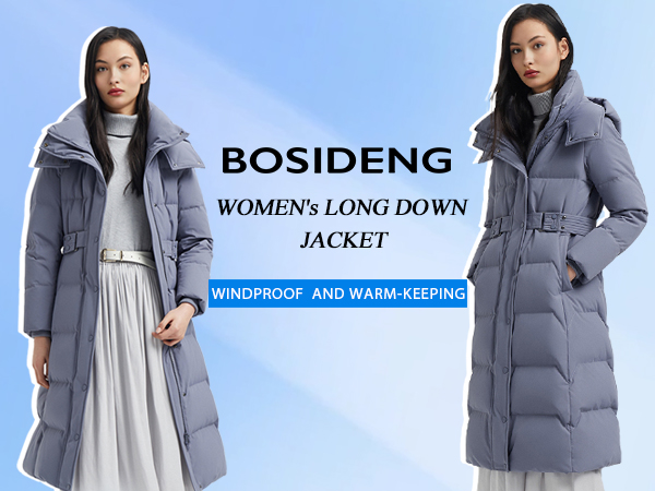 Amazon.com: BOSIDENG Women's Winter Long Down Jacket Hooded