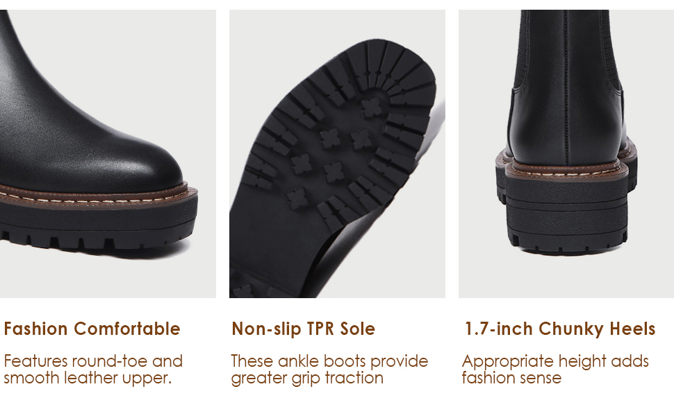  Womens Lug Sole Platform Ankle chelsea Boots Non-Slip Combat Comfortable Booties 