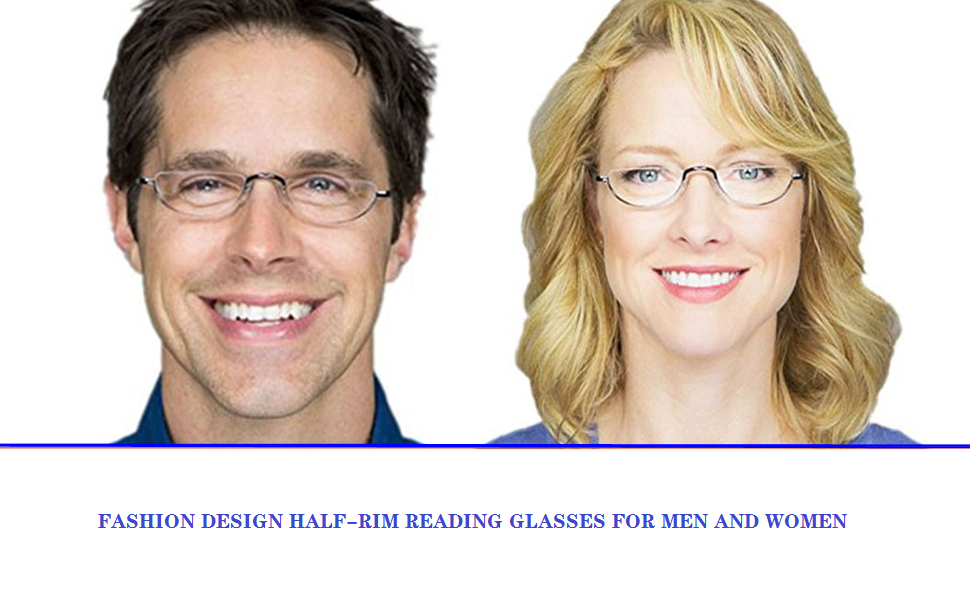 Viseng Half Frame Reading Glasses for Women Men Slim Half