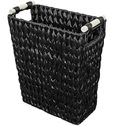 Coeusy Wicker Trash Can,Black Bathroom Trash Can,Handwoven Waterproof Wicker Trash Basket,Compact...
