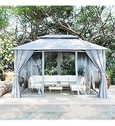 Rotihom Gazebo 10x13 with Mosquito Netting & Privacy Screens.Double Roof Design Outdoor Gazebo. T...