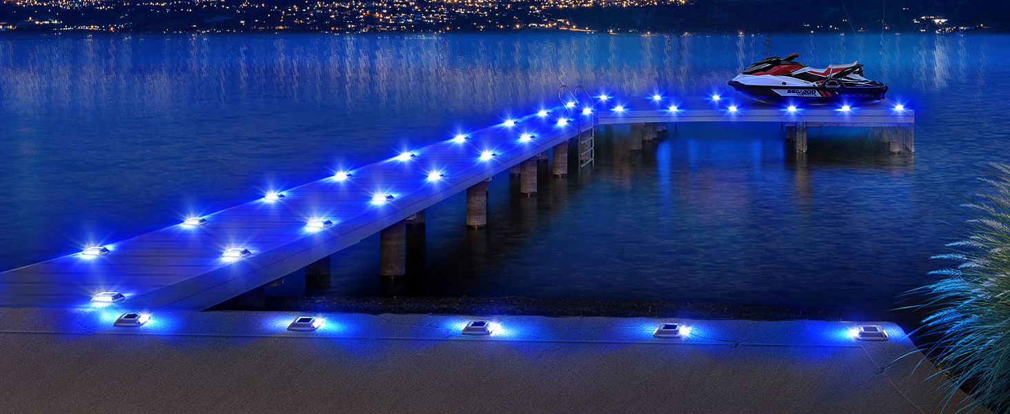 Solar Dock Lights 6 Pack Driveway Lights IP68 Waterproof Solar Deck