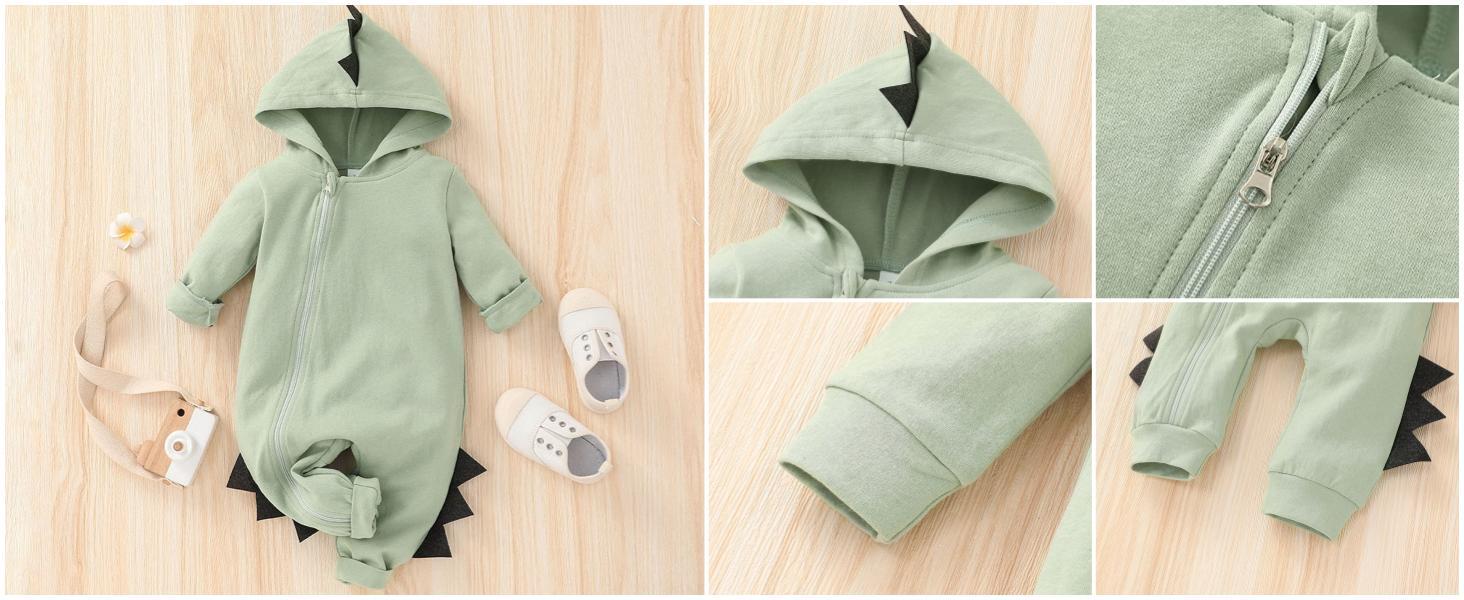 Newborn Baby Boys Girls Cartoon Dinosaur Halloween Outfit Hoodie Romper Jumpsuit Outfits Clothes