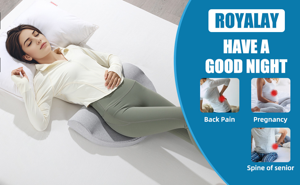 ROYALAY Adjustable Lumbar Support Pillow for Bed, Ergonomic
