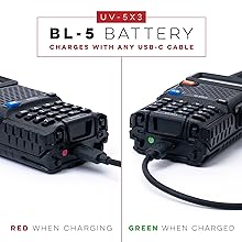 BTECH UV-5X3 Tri-Band Radio: High-Power Amateur Handheld with USB-C Charging - VHF, 1.25M, UHF - Customizable Features - Comprehensive Accessory Bundle Included 13 USB-C Charging on BL-5