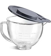 Gdrtwwh Glass Bowl for KitchenAid 4.5-5 Quart Tilt-Head Stand Mixer,Replacement with KitchenAid A...