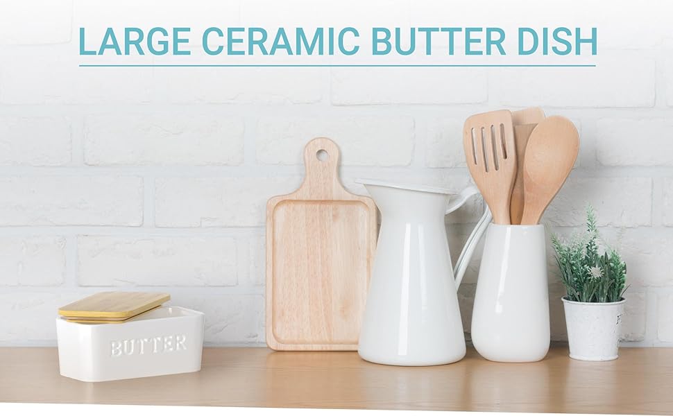 PriorityChef Butter Dish with Lid for Countertop, Ceramic Butter