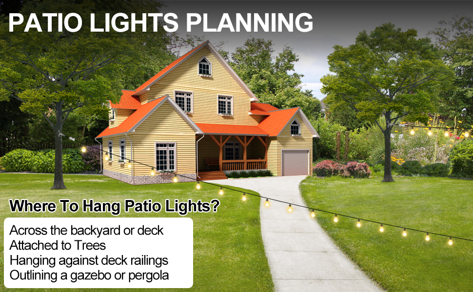 BLIKA Globe String Light Suspension Kit, Outdoor Light Guide Wire