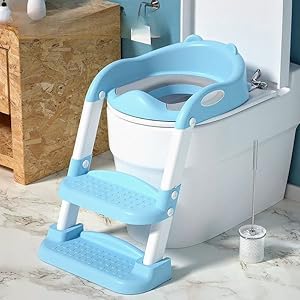 momness baby potty trainer seat toilet children commode bathroom ladder training poop foldable