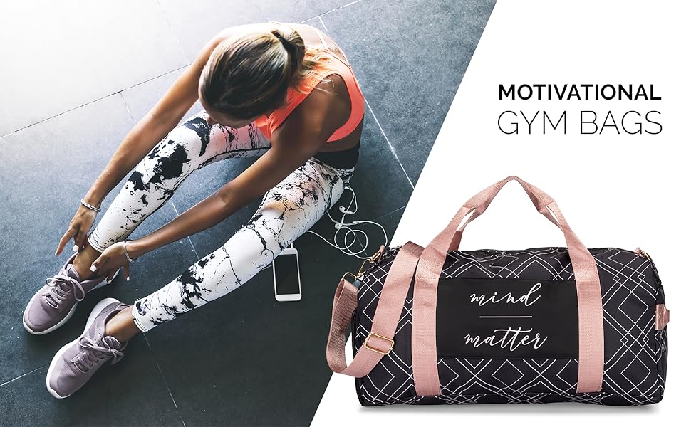 Gym Bag for Women Shoe Compartment Duffle Graphic Design