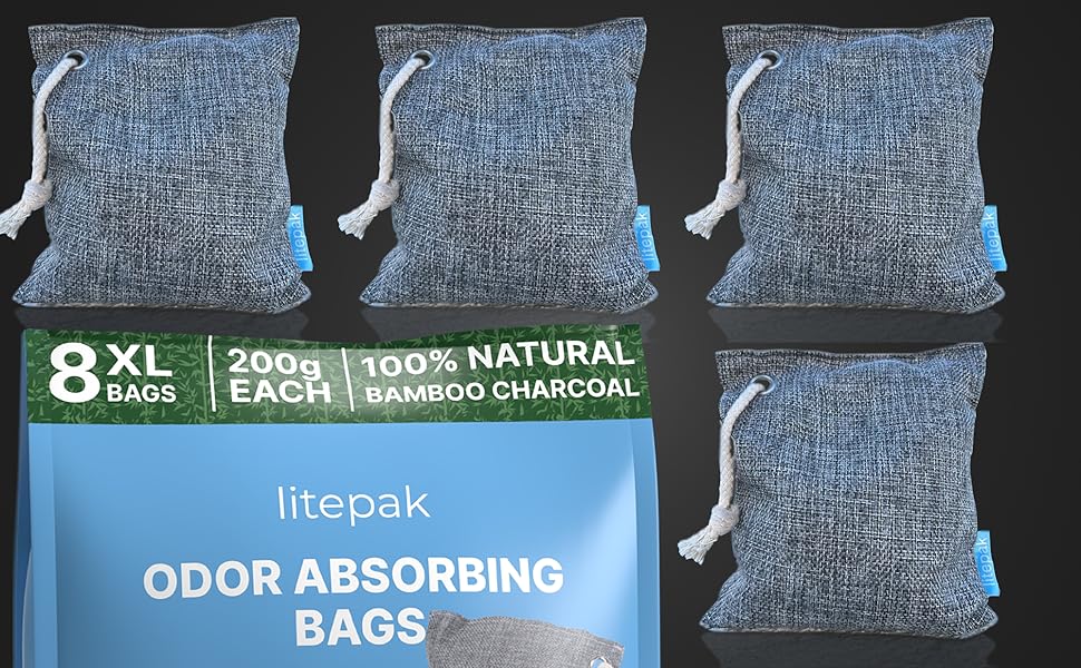 Litepak Odor Absorbing Bags 8 XL Bags Activated
