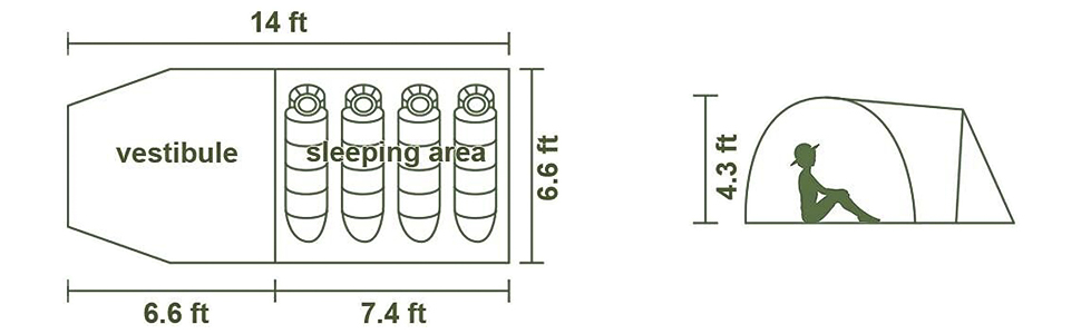 3-4person caming tent