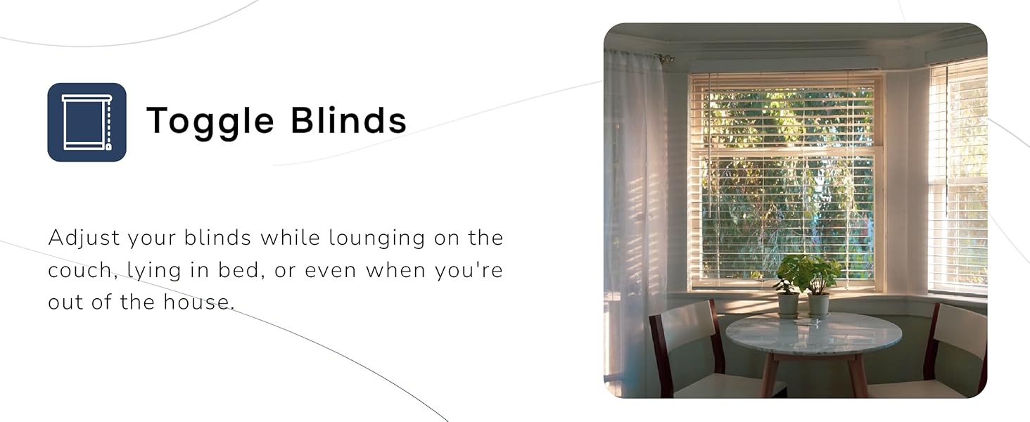 Window with venetian blinds in a home setting, showing natural light filtering through the slats, with a small table and plant visible beneath.