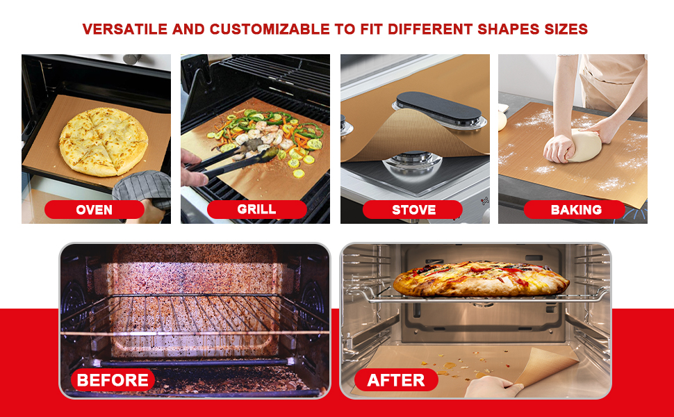 Large Oven Liners for Bottom of Electric Gas Oven, Reusable Heavy Duty Nonstick