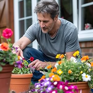 man happily gardening after reading Easy container gardening in any climate book