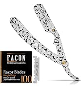 Facón Straight Razors for Men - Professional Barber Straight Edge Razor Kit with 100 Blades, Clas...