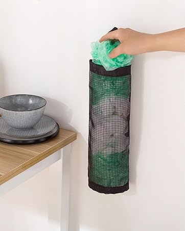LINEVI Bag Holder for Plastic Bags, 2 Pcs Polyester Grocery Bag Holder Plastic Dispenser Foldable