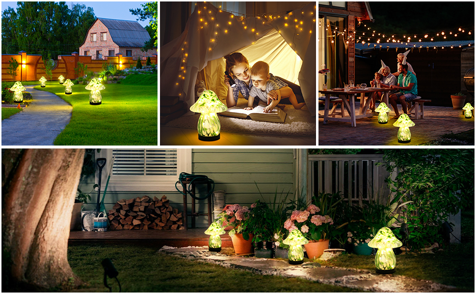 mushroom decorative solar powered lights outdoor waterproof